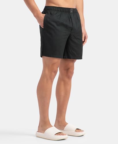 Image of Jockey HG18 Men's Tencel Lyocell Cotton Checkered Boxer Shorts with Side Pockets Scarab L