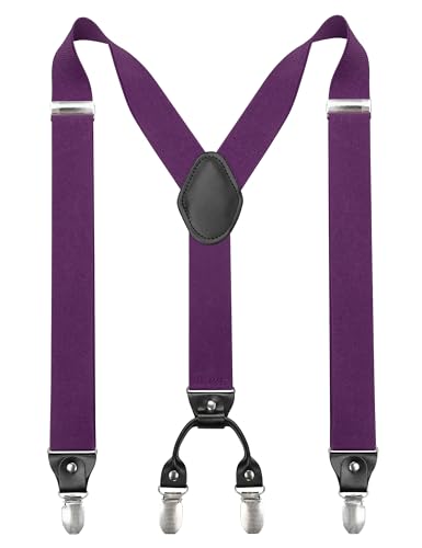 JEMYGINS Tirantes para hombre de 3,5 cm de ancho con 4 clips en forma de Y, elásticos y ajustables en longitud, Lila., M