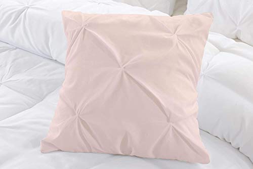 Set of 2 Pinch Pleated Decorative Throw Pillow/Cushion Covers 600 TC Cotton Sateen Finish (Rose Pink/Blush, 18"X18")