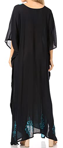 Sakkas Leonor Women's Boho Casual Long Maxi Caftan Dress Kaftan Cover-up LougeWear2