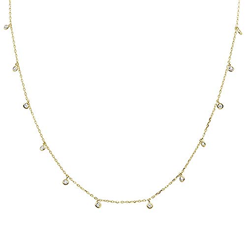 CloseoutWarehouse Multi Round Bezel Cubic Zirconia Yard Necklace Sterling Silver