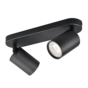 KYOTECH Plafonnier LED 2 Spots Orientables 2 GU10 Spots de plafond Pivotants & Orientables ,Applique murale LED Noir mat ,livré sans ampoules