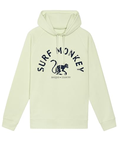 Surf Monkey Hoodie Sudadera Ecológica con Capucha para Hombre/Mujer Algodón Orgánico Gots (FR/ES, Letras, M, Regular, Regular, Lima)