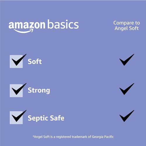 Image of Amazon Basics 2-Ply Toilet Paper, 12 Mega Rolls (Equal to 48 Regular Rolls), 350 Sheets per Roll, Unscented, Septic Safe