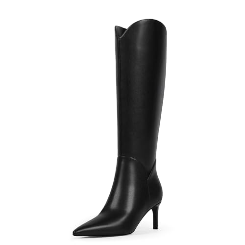 Women Knee High Boots Pointed Toe Kitten Heel Tall Boots for Women Side Zipper Fall Knee High Boots3