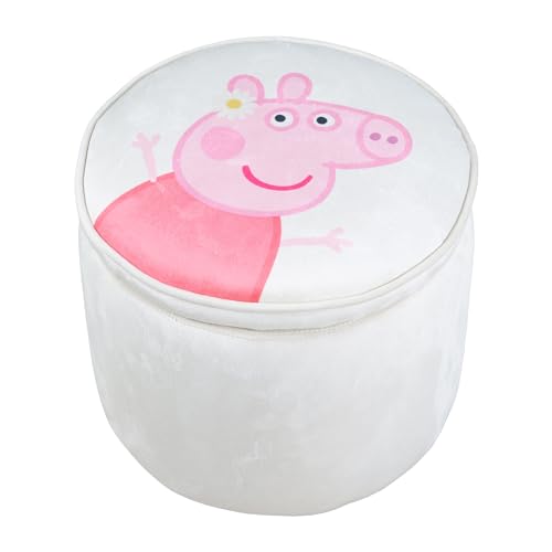 Pouf coffre enfant Peppa Pig roba en velours beige