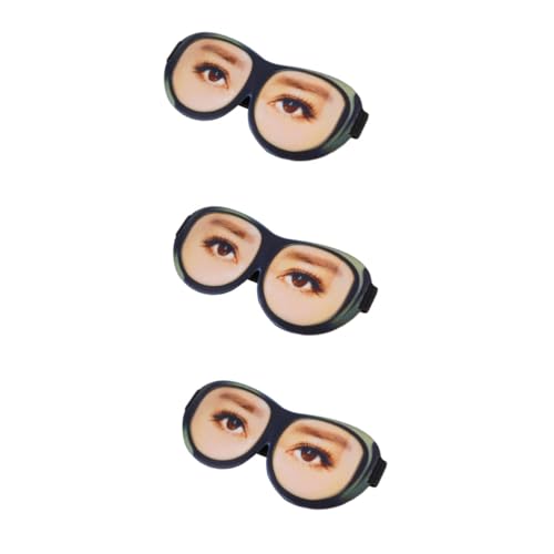 Gogogmee 3d立体おもしろメガネアイカバー サテン目隠し 睡眠用 遮光アイ 調節可能な紐付き 自宅旅行用 3個セット