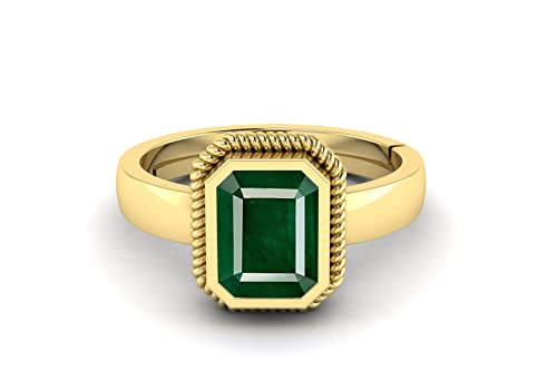 Image of LMDPRAJAPATIS Original Natural Emerald 8.25 Ratti / 7.90 Carat Panna Gold Adjustable Ring for Women's and Men's (Lab - Approved)