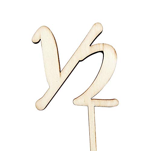 regalo ハーフバースデー ケーキトッパー 木製 6カ月 ケーキ飾り ピック (1/2・ナチュラル)