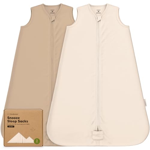 2-Pack Baby Sleep Sacks, Zipper Wearable Blanket - 0.5TOG Organic Cotton,Lightweight,Soft Cozy Toddler Sleeping Sack 6-12 months,Easy to Wear Large Newborn Transition Swaddles Sleepsacks(Ecru, M)