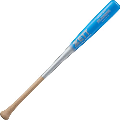 Zett BTT74480 Baseball Training Bat, Training, Wooden, 31.5 inches (80 cm), 28.6 oz (800 g), Silver x Fluorescent Blue (1322GE), Made in Japan