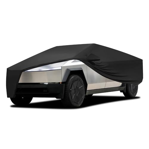 Image of Indoor Car Cover for Tesla Cybertruck, Windproof Dustproof UV Protection Automobiles Full Car Cover for Car Shows and Underground Garage, with Storage Bag, Black