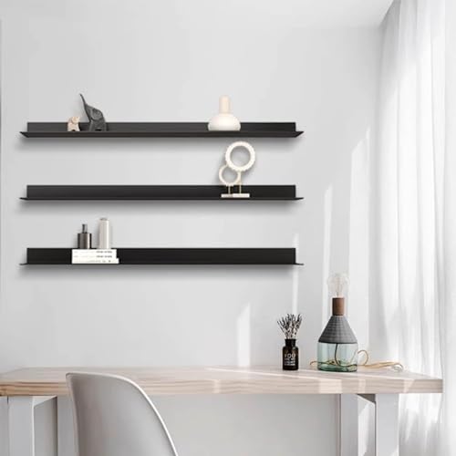 Étagères murales flottantes avec lumière LED cloison de bureau suspendue en métal 80cm