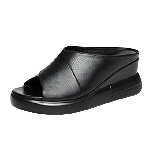 Sandales d'été compensées en cuir ajouré idéales pour le shopping