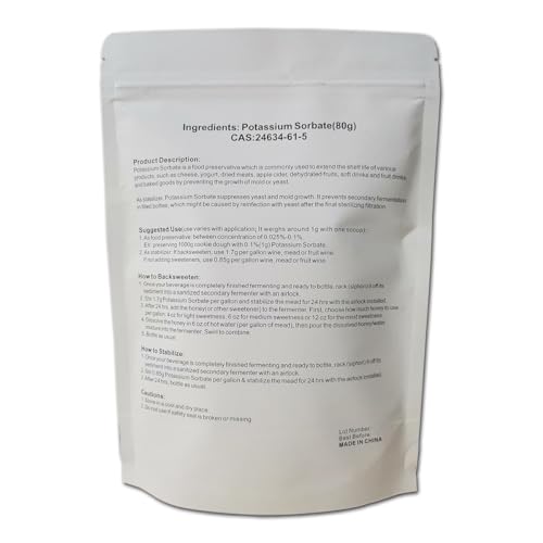 MAYKER Potassium Sorbate 2.82oz (80g), Food Grade | Potassium Sorbate for Wine Making | for Mead, Cider, Jams, Gummies - Thumbnail 6