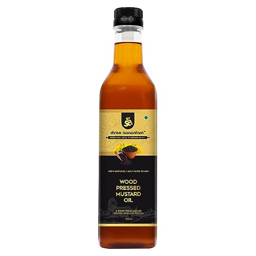 Shree Aanantam Wood Pressed Black Mustard Oil - 1 Litre | Pet Bottle | Kolhu/Kacchi Ghani/Chekku | Natural | Chemical-Free | Cold Pressed Mustard Oil for Cooking | Sarson Oil. (B08HR7YWNN) Amazon Price History, Amazon Price Tracker