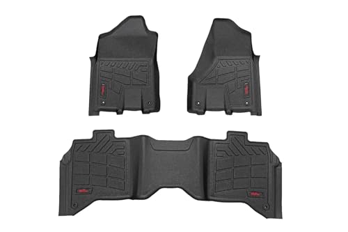 Rough Country Sure-Fit Floor Mats for Ram 2500/3500 (2019-2024) Crew Cab with Bucket Seats - Non-Slip Waterproof Flexible Mat Front & Rear Set