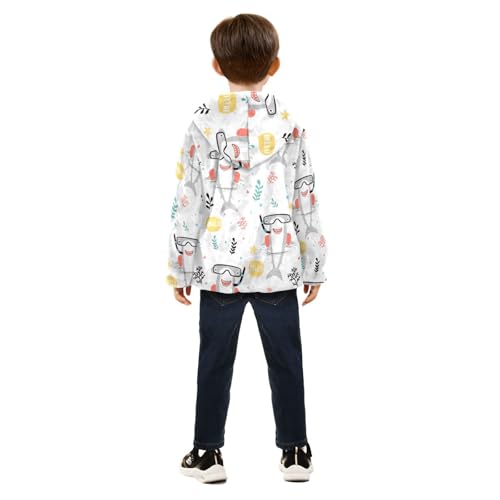 Hand Drawn Shark Girls Fleece Jacket Girls Fall Jacket Girls Zip Up Hoodie Girls Sherpa Jacket 2-10T4