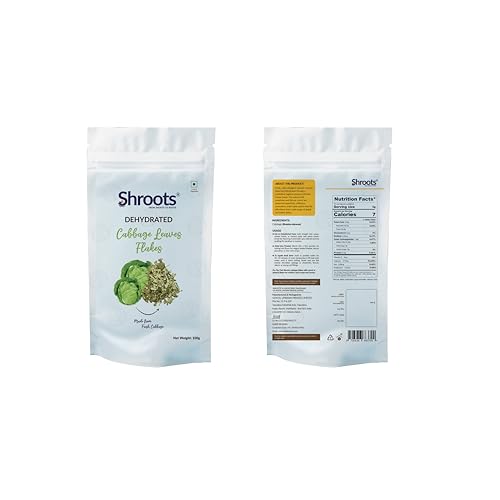 Image of SHROOTS Dehydrated Cabbage Leaves Flakes | 100% Natural & Pure Vegetarian | Machine-Dried | Nutrient-Rich & Aromatic | Ideal for Cooking, Soups, Curries & Seasoning | 100g Each, Pack Of 3