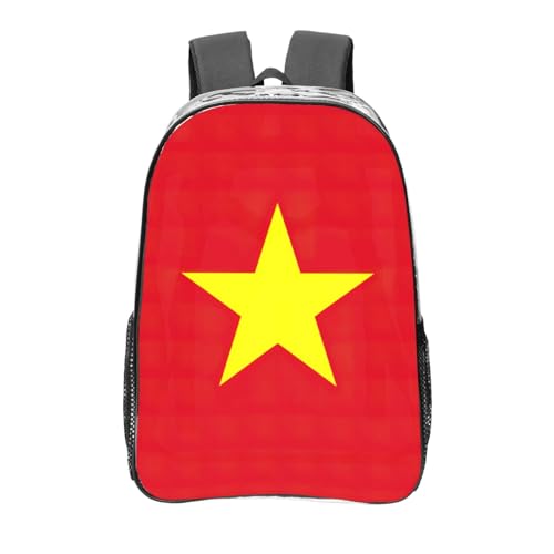 Sac à dos transparent avec poches et imprimé drapeau vietnamien résistant et léger