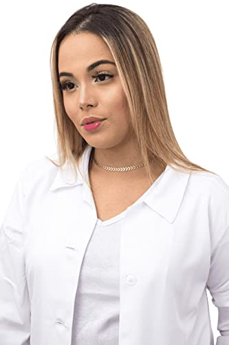 Jaleco Feminino Branco Básico Gola Italiana com bolsos Tecido Gabardine hospitalar profissional tama