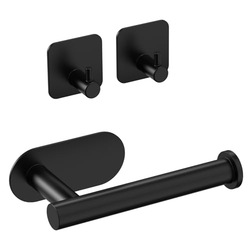 Top 10 Picks for the Best Small Camper with Bathroom 4 Dealsgogo RV Toilet Paper Holder - Self-Adhesive Wall Mount, No Drill Required, Black Stainless Steel, Includes 2 Hooks - RV Paper Towel Holder for Campers, Bathrooms, and Kitchens