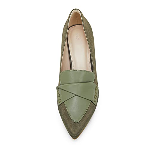 Women's Chunky Block Low Heels Pumps Stitching Retro Work Office Dress Shoes Sage #TOP2