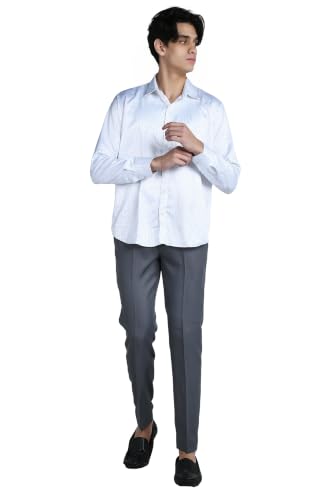 Image of Men's Formal Slim Fit Trousers | Premium Poly Viscose Blend Office Wear Flat Front Pants | Wrinkle Resistant Business Casual Pants | Length 41 Inches.