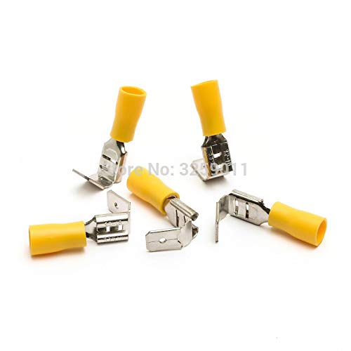 Gimax 500pcs 12-10 AWG Gauge Semi Insulated PiggyBack Spade Electrical Quick Splice Crimp Terminals Connectors Yellow