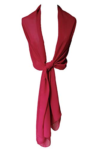 Topmode Etole écharpe femme en mousseline polyester (200cm x 70cm, Bordeaux)