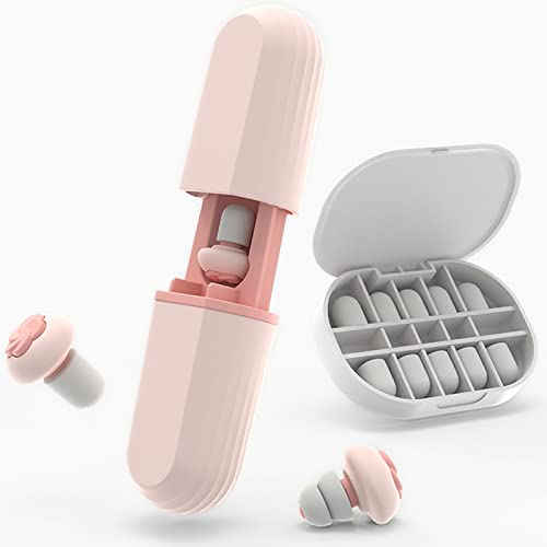 Ear Plugs for Sleeping Noise Cancelling, Silicone Ear Plugs for Noise Reduction, Sleeping & Concert, Comfortable Hearing Protection Earplugs (Pink）