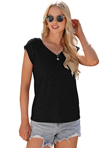 Womens Summer Cap Sleeve T-Shirt Casual Loose Fit Tank Tops 20254