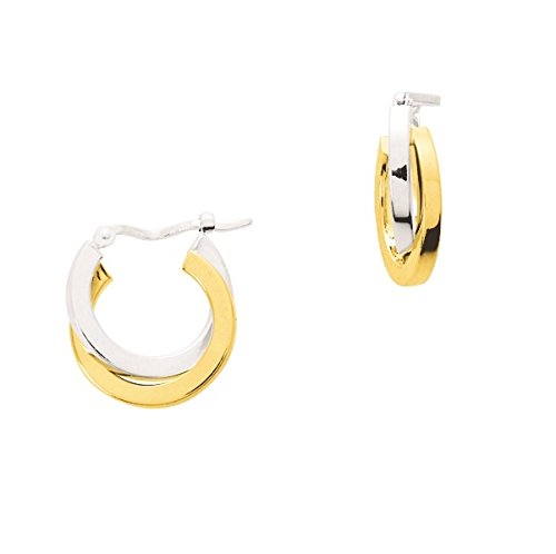 MIRINA anillos-Pendientes, diseño de criollos-Or bicolor oro de 18 quilates, 10 mm de diámetro, grosor de 2 mm, www.diamants-perles.com