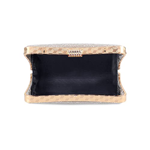Image of NFI essentials Glitter Clutch for Women's Evening Handbags for Bridal Wedding Silver