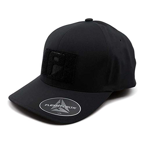 Pull Patch Tactical Hat | Authentic Flexfit Delta Curved Bill Cap | Seamless, Sweatproof, Fitted, Closed Back | 2x3 inch Hook & Loop Surface to Attach Morale Patches | (Black) | (Large X-Large)