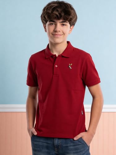 Image of Li'l Tomatoes Boys Cotton Pique Polo T-Shirt | Solid Collared Half Sleeve Tee for Kids | Soft Breathable Summer Wear | Casual Smart Polo T-Shirt | 9-16 Years