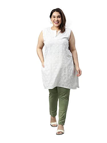 Image of GO COLORS Women Solid Dusty Green Mid Rise Regular Fit Cotton Kurti Pants