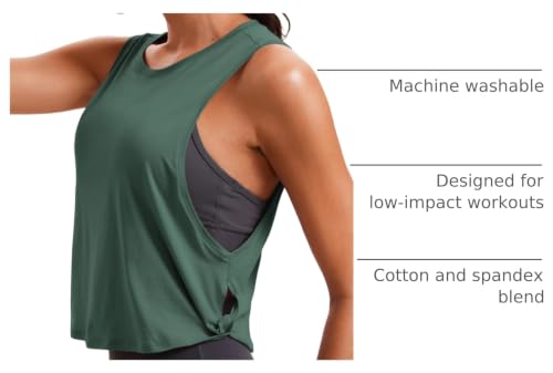 Image of CRZ YOGA Pima Cotton Dropped Armhole Tank | Workout, Naturally Soft, Loose Fit, Crop, Crewneck, Knotted Sides, Sleeveless Tops for Women