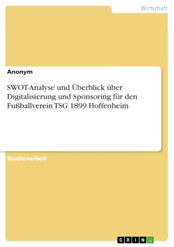 SWOT-Analyse und Überblick über Digitalisierung und Sponsoring für den Fußballverein TSG 1899 Hoffenheim (German Edition)