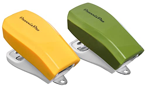 Praxxispro Mini Staplers With Built-In Staple Removers, Staples 2 To 18 Sheets, Includes 2,000 Staples. Set Of 2 (Yellow & Green)) #TOP1