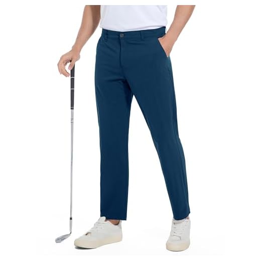 Holure Men's Golf Trousers Waterproof Straight Fit Stretch Outdoor Pants Inseam 30''/32'' Lightweight Casual Pants with Pockets, 30''navy, 36