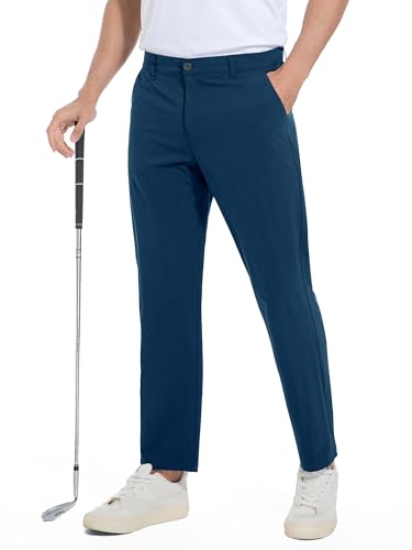 Holure 30'' Men's Golf Trousers Waterproof Slim Fit Lightweight Stretch Outdoor Pants with Pockets Casual Pants Navy 32