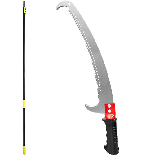 Happybuy Telescopic Pole Saw 29.5 Foot Extendable Telescopic Landscaping Pole Saw with 2-Foot Saw Blade, 23.23 inch Mn Steel Tree Saw Tree Pole Pruner for Pruning and Trimming Branches and Leaves