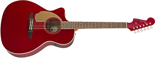 Fender Newporter Player Acoustic Guitar, Candy Apple Red, Walnut Fingerboard, Left-Handed #TOP3