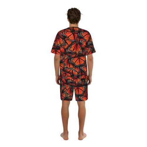 Pijama de dos piezas premium para hombre conjunto de descanso suave estampado mariposas 2