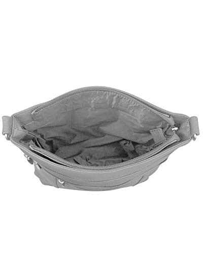 Roma Leathers Multi Pocket Body Purse - Deep Main Compartment, Adjustable Shoulder Strap - Gray3