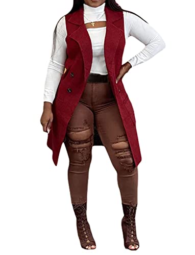 Image of Women's Casual Sleeveless Long Sweater Vest Open Front Cardigan Waistcoat