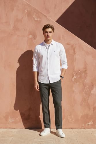 Image of Peter England Men's Slim Fit Full Sleeve Casual Shirt in Twill Weave Cotton