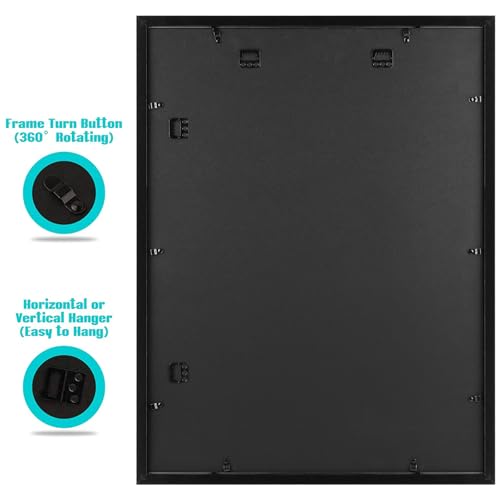 Image of Frametory, 18x24 Picture Frame with Mat for 16x20 Picture - High Definition Glass Wide Molding - Preinstalled Wall Mounting Hardware (Black, 3 Pack)