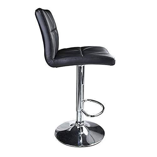 Leader Accessories Bar Stool,Black Modern Hydraulic Diagonal Line Adjustable Bar Stools With Back,Set Of 2 #TOP3